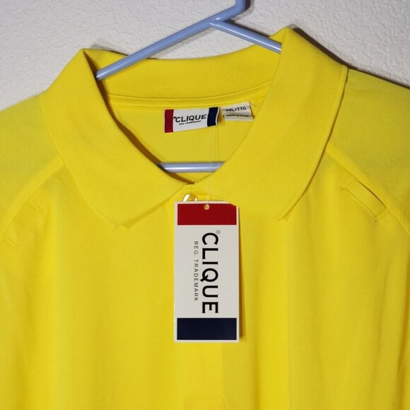Clique Mens Yellow Tactical Polo Shirt XXL Short Sleeve NWT - Picture 2 of 11